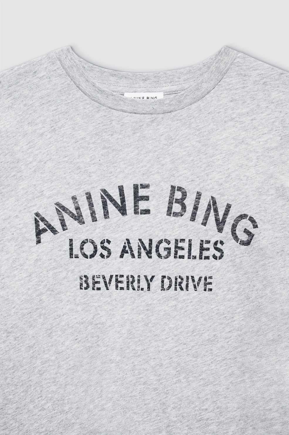 ANINE BING Cohen Tee Los Angeles Stencil - Medium Heather Grey - detail View