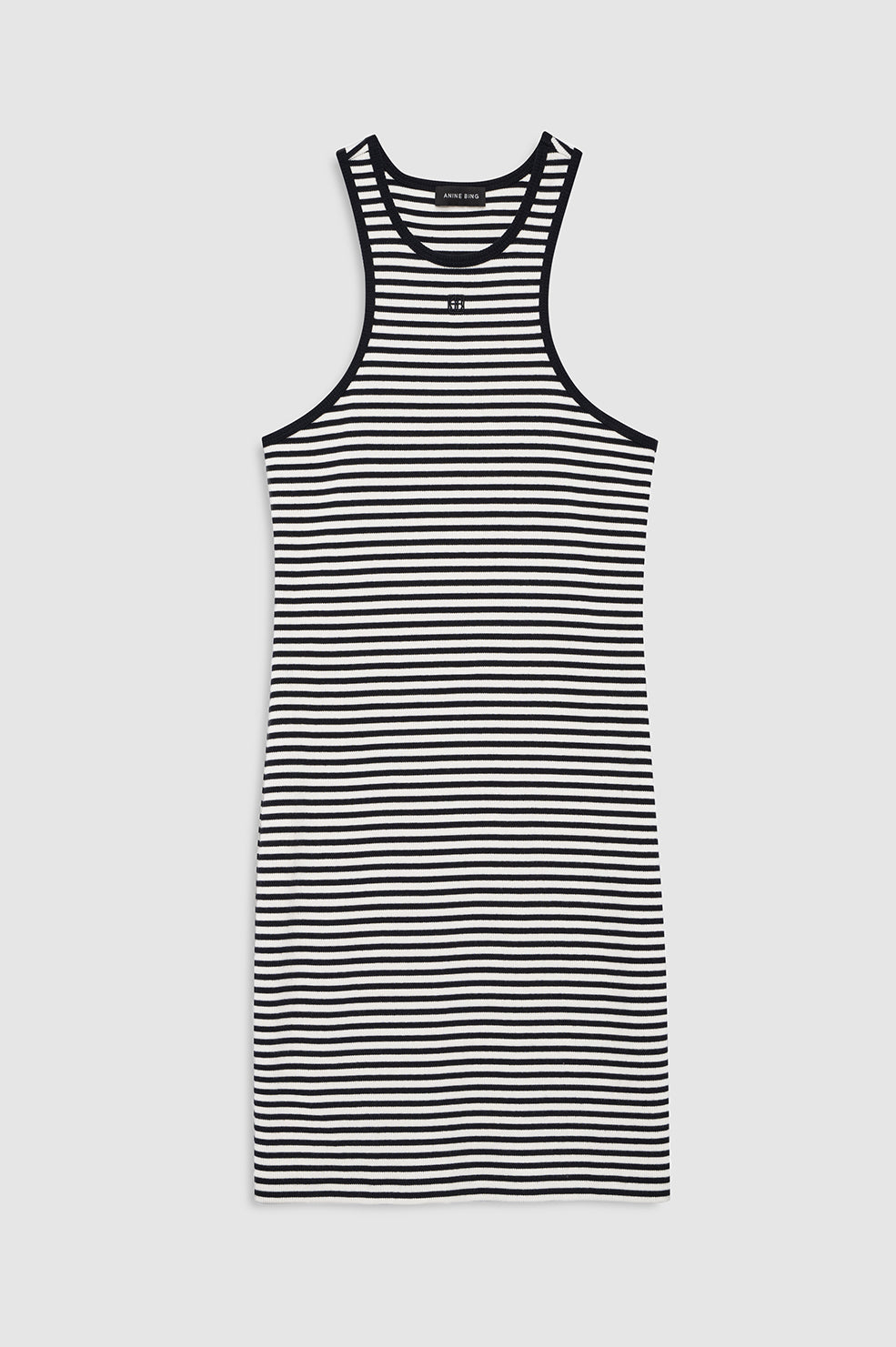 ANINE BING Cole Dress - White And Black Mini Stripe - front view