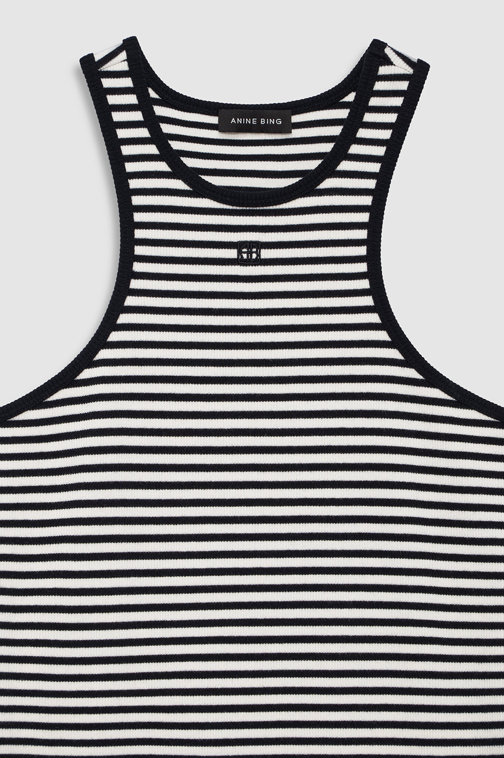 ANINE BING Cole Dress - White And Black Mini Stripe - detail view