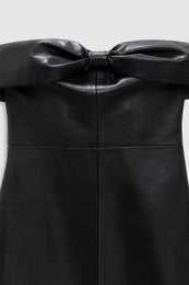 ANINE BING Colleen Mini Dress - Black Recycled Leather - Detail View