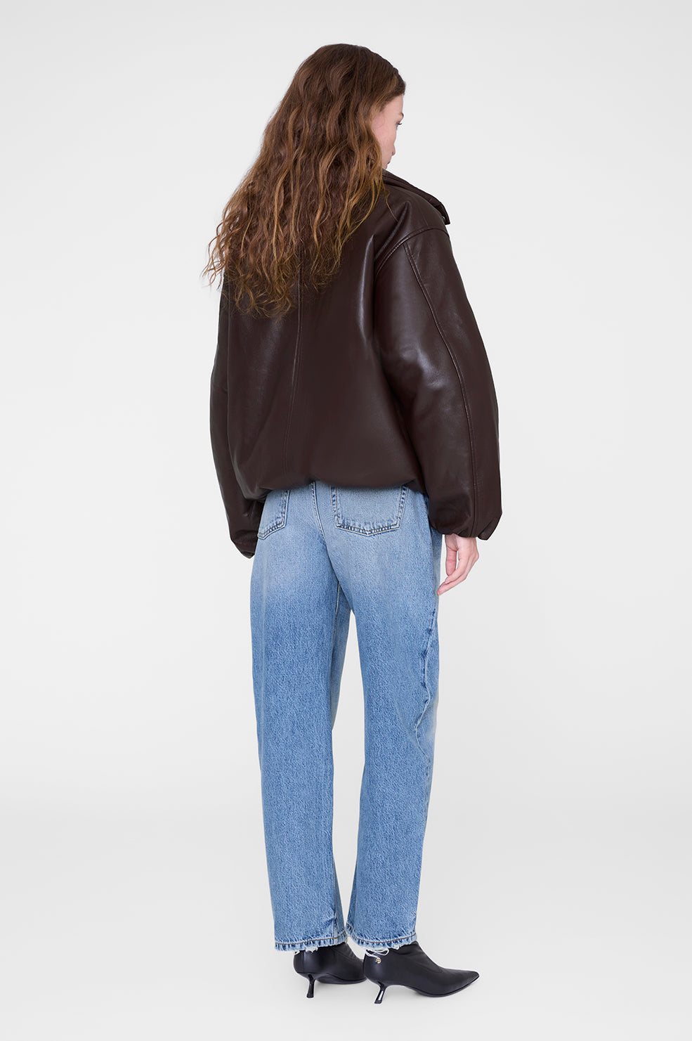 ANINE BING Cyrus Jacket - Deep Brown - on model back view