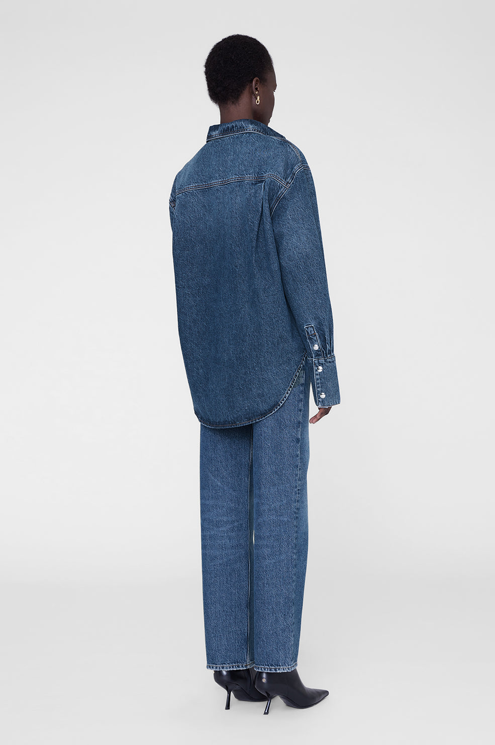 ANINE BING Dante Shirt - Mosaic Blue - on model back