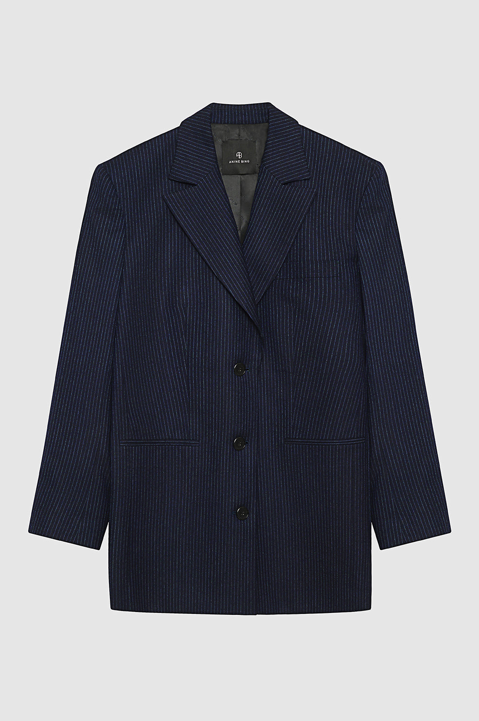 featured-img|ANINE BING Declan Blazer - Navy Pinstripe - Front View