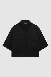 ANINE BING Edith Shirt - Black Linen Blend - front view