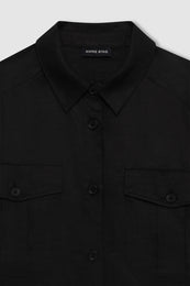 ANINE BING Edith Shirt - Black Linen Blend - detail view