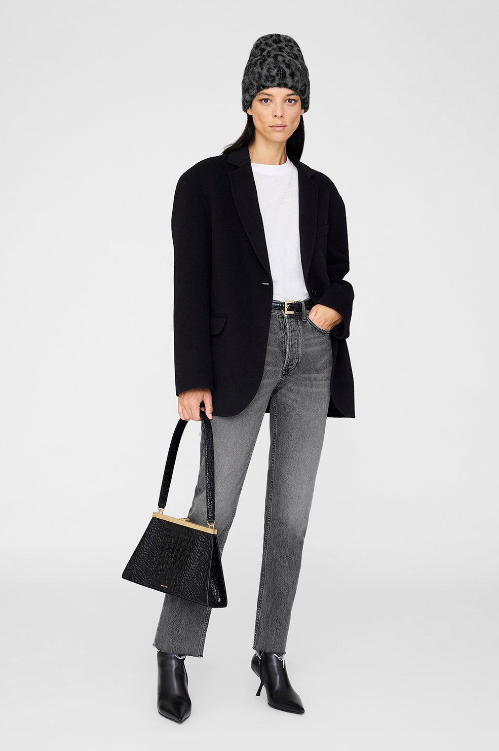 Elia Beanie - Grey Leopard