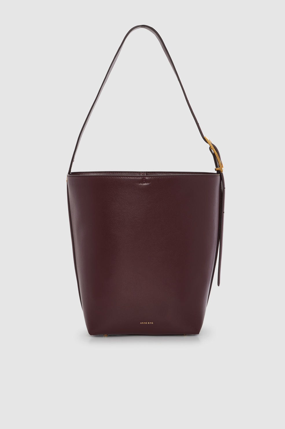ANINE BING Elly Bucket Bag Grained Leather - Fig - front view
