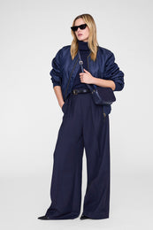 ANINE BING Elly Camera Bag - Navy Suede - on model front