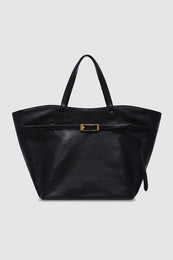 ANINE BING Elly Tote Small Grained Leather - Black - front view