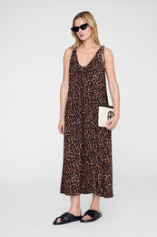 ANINE BING Flora Dress - Black And Brown Leopard - on model front
