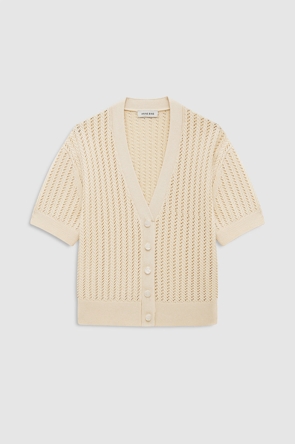 ANINE BING Flynne Cardigan - Cream - fornt view