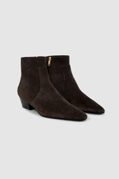 ANINE BING Freya Flat Boots - Dark Brown Suede - Side Pair View