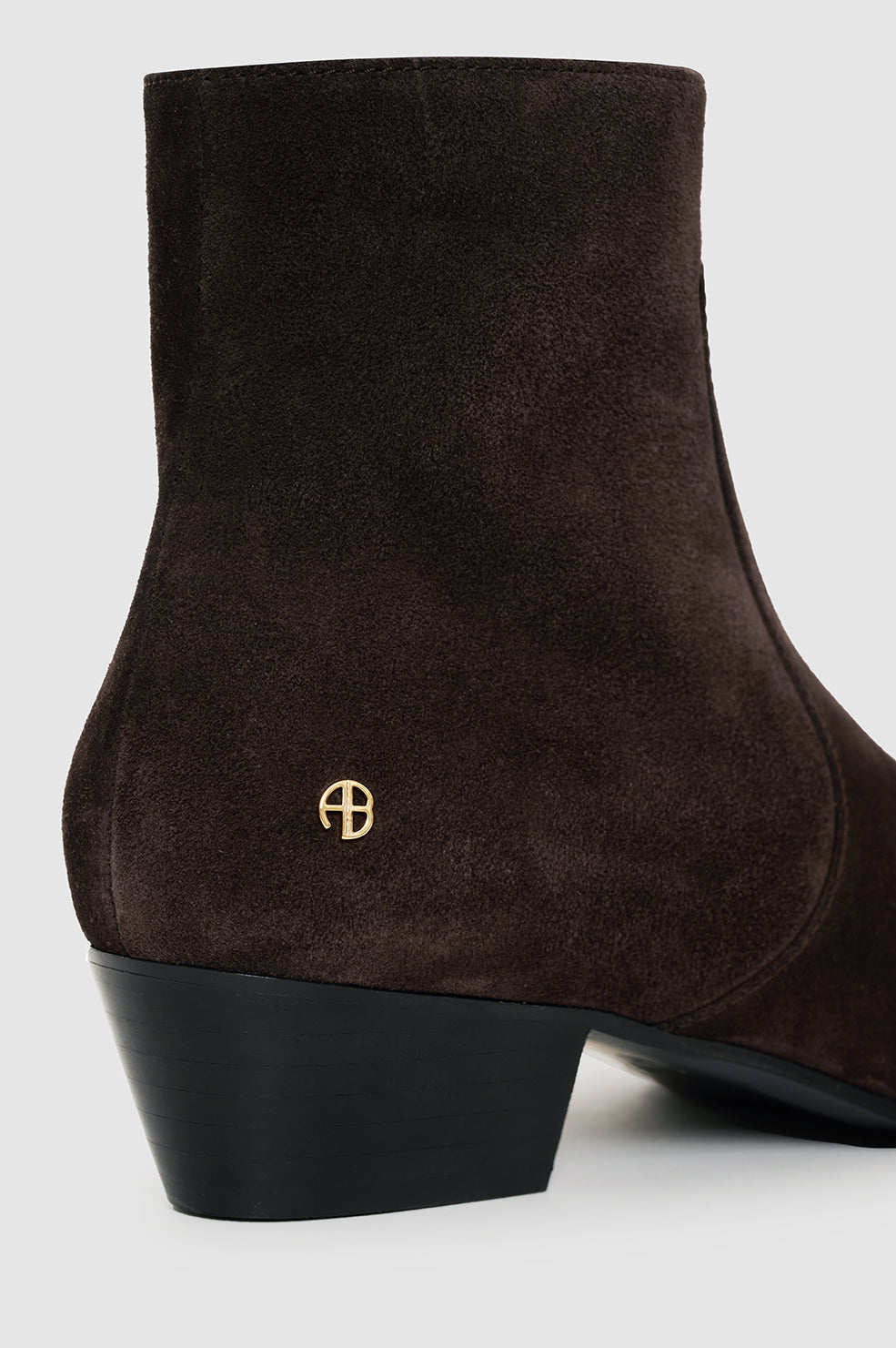 ANINE BING Freya Flat Boots - Dark Brown Suede - Detail View