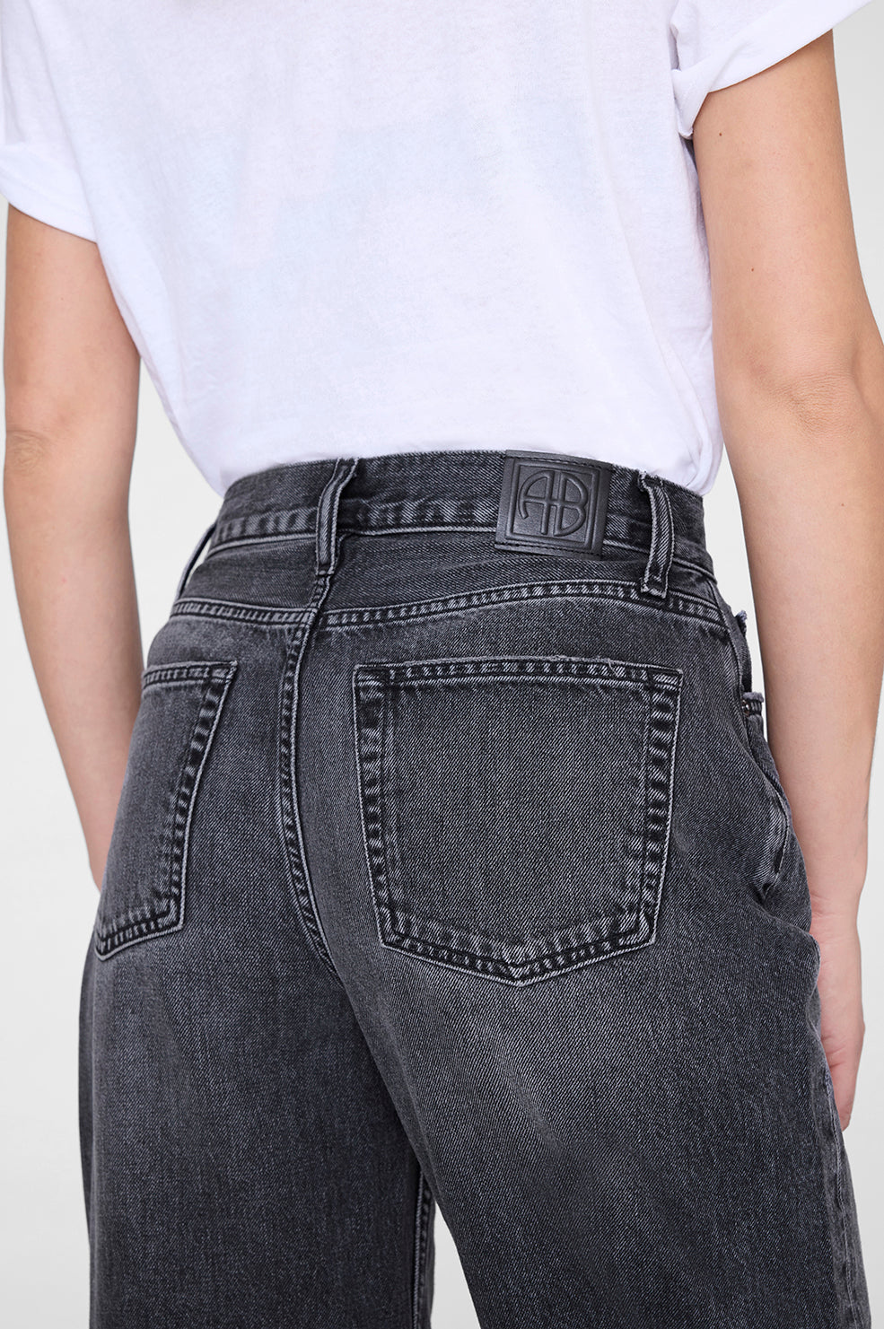 ANINE BING Fritz Jean - Washed Smoke Grey - on model back detail second image