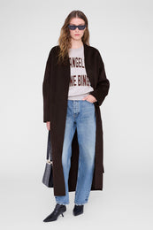 ANINE BING Harry Shrunken Sweatshirt La - Oatmeal Melange - on model front second image