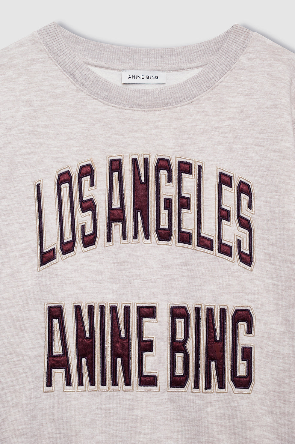 ANINE BING Harry Shrunken Sweatshirt La - Oatmeal Melange - detail view