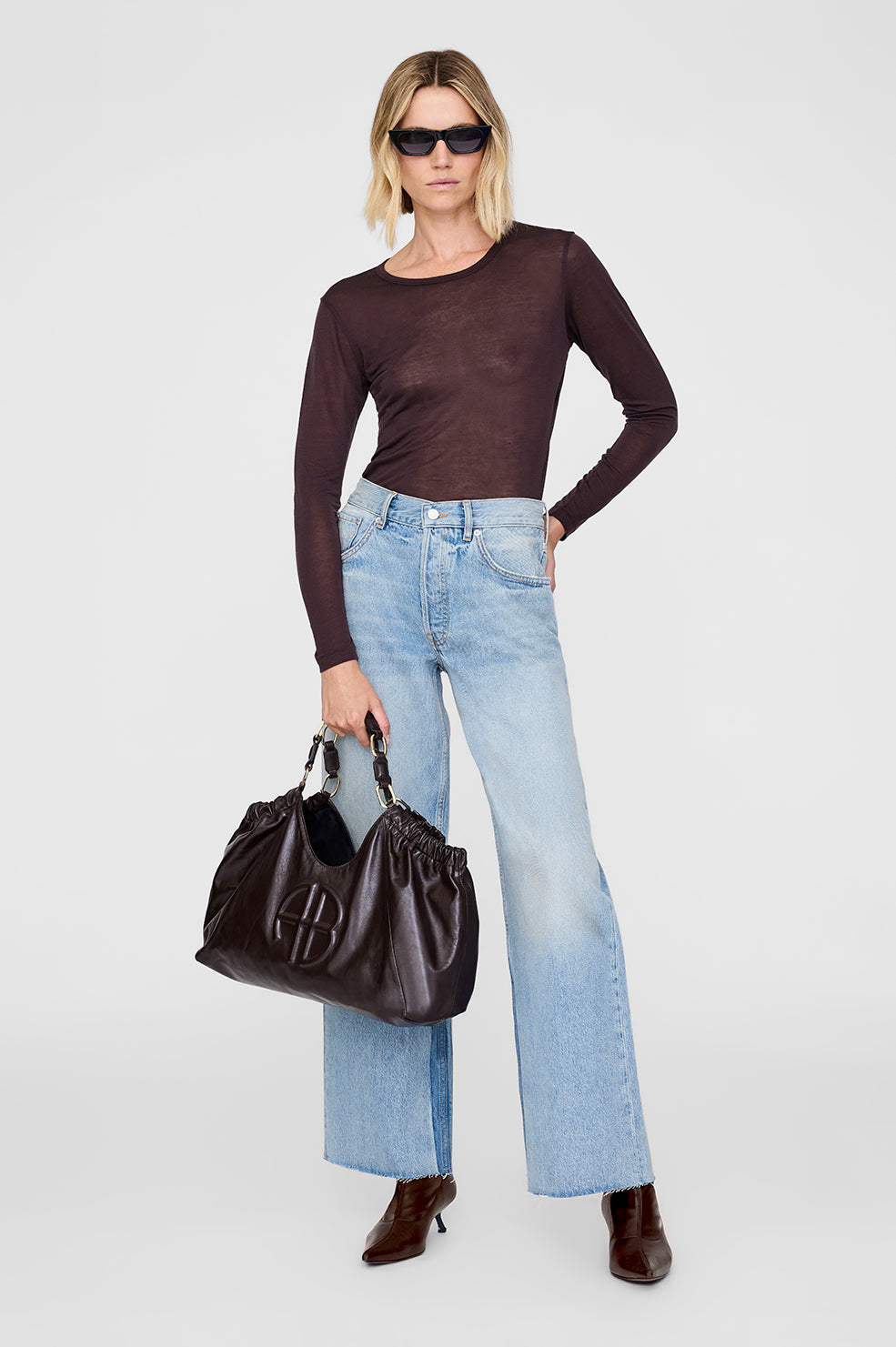 ANINE BING Hilda Boots - Brown - On Model Front