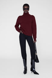 ANINE BING Idra Sweater - Cabernet - On Model Front View