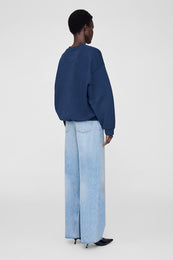 ANINE BING Jaci Sweatshirt Paris - Washed Navy - On Model Back View