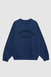 featured-img|ANINE BING Jaci Sweatshirt Paris - Washed Navy - Front View