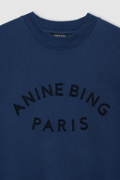 ANINE BING Jaci Sweatshirt Paris - Washed Navy - Detail View
