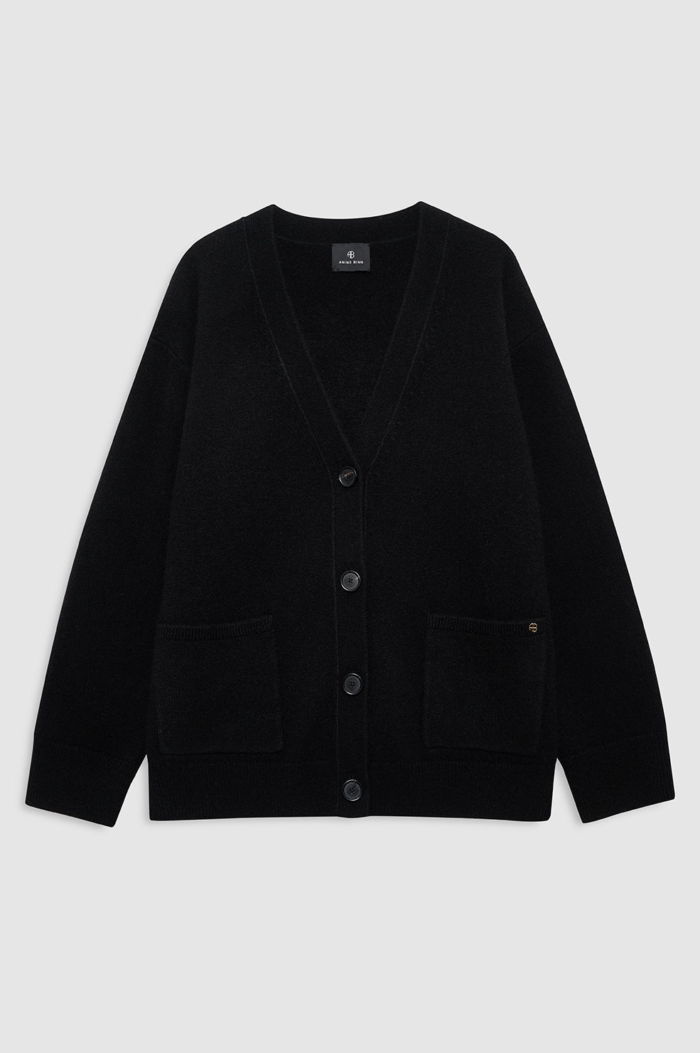 featured-img|ANINE BING Jackson Cardigan - Black - Front View