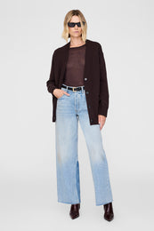 ANINE BING Jackson Cardigan - Deep Brown - On Model Front 