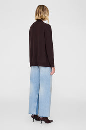 ANINE BING Jackson Cardigan - Deep Brown - On Model Back view