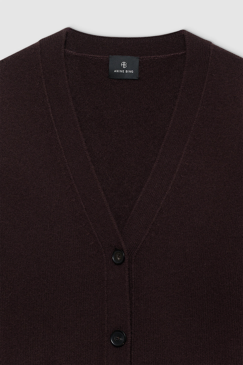 ANINE BING Jackson Cardigan - Deep Brown - Detail View
