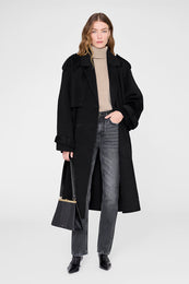 ANINE BING Jackson Turtleneck Sweater - Stone Melange - on model front second image 