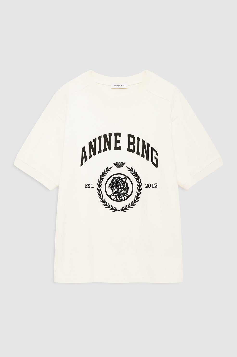 ANINE BING Jaylin Tee Collegiate - Washed Cream - front view
