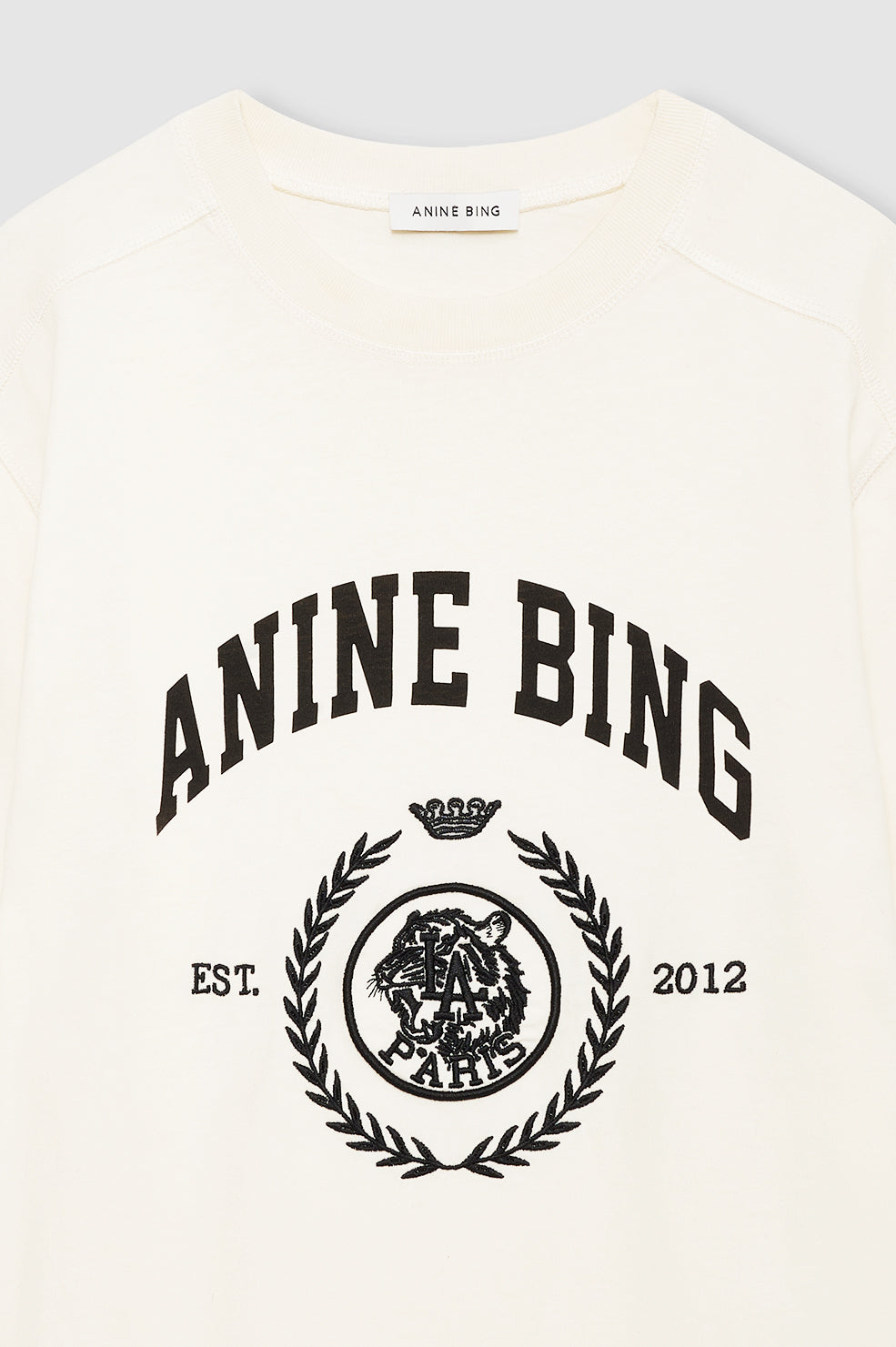ANINE BING Jaylin Tee Collegiate - Washed Cream - detail view
