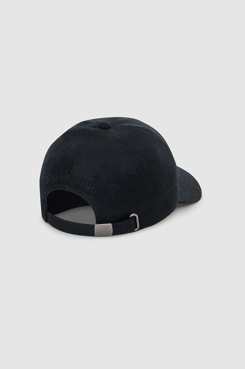 ANINE BING Jeremy Baseball Cap - Black Wool - back view