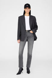 ANINE BING Jeremy Baseball Cap Ab - Black Denim - On Model Front