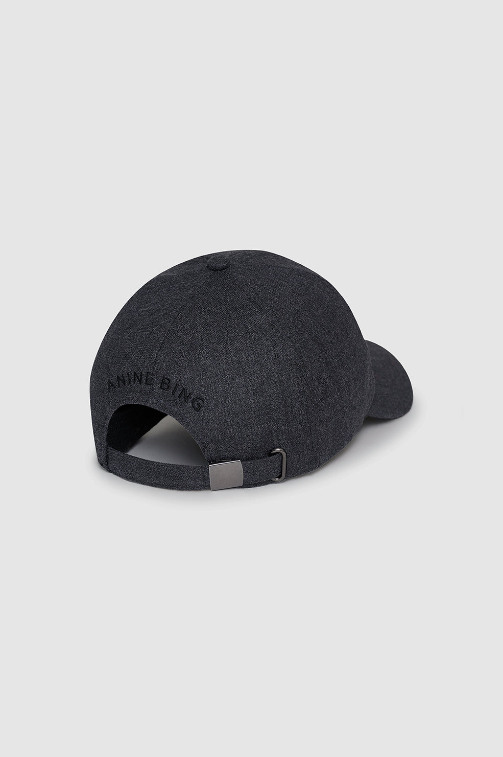 ANINE BING Jeremy Baseball Cap Ab - Dark Heather Grey Wool - Back View