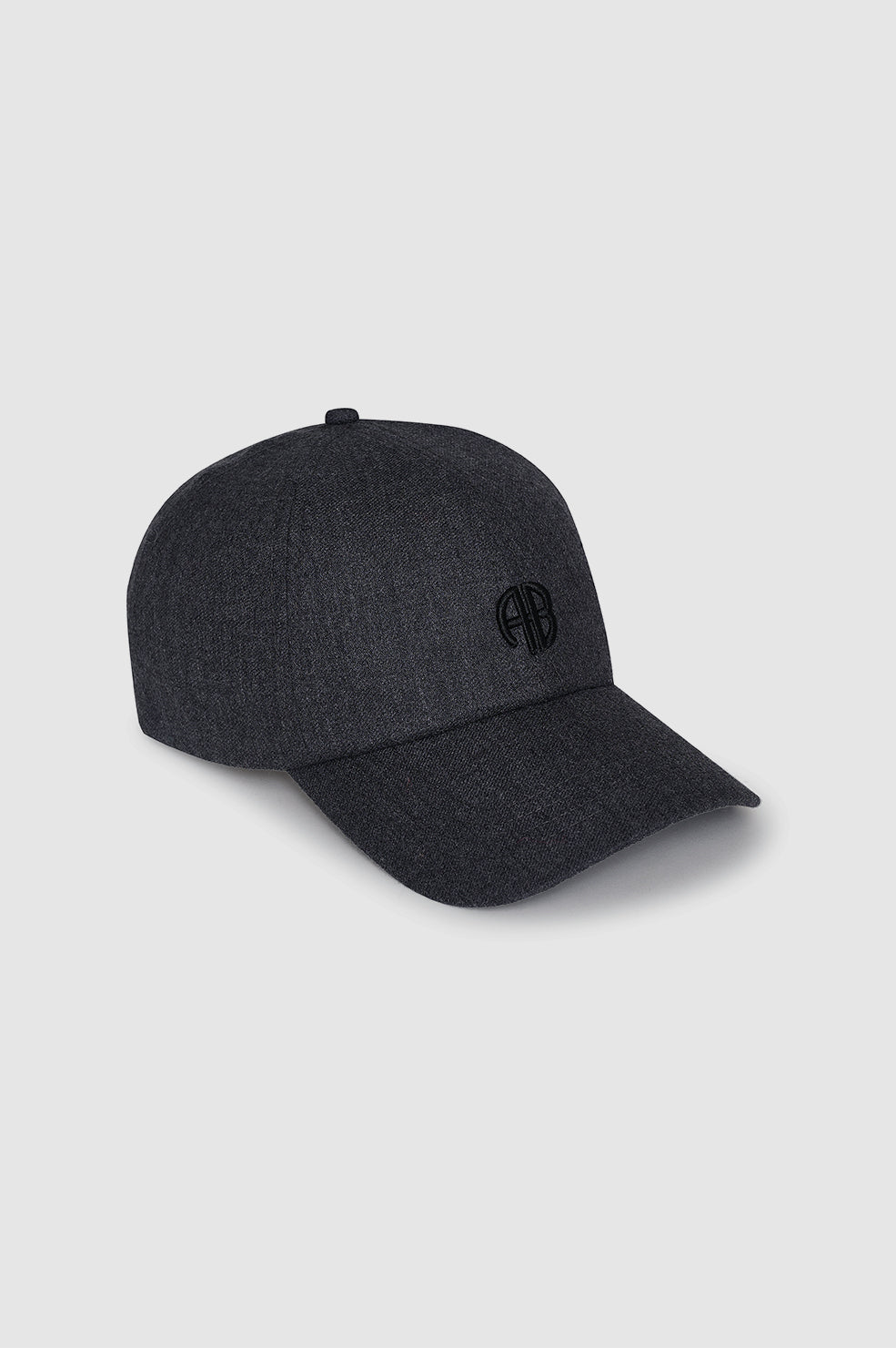 ANINE BING Jeremy Baseball Cap Ab - Dark Heather Grey Wool - Side View