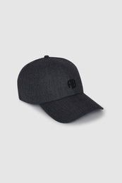 ANINE BING Jeremy Baseball Cap Ab - Dark Heather Grey Wool - Side View