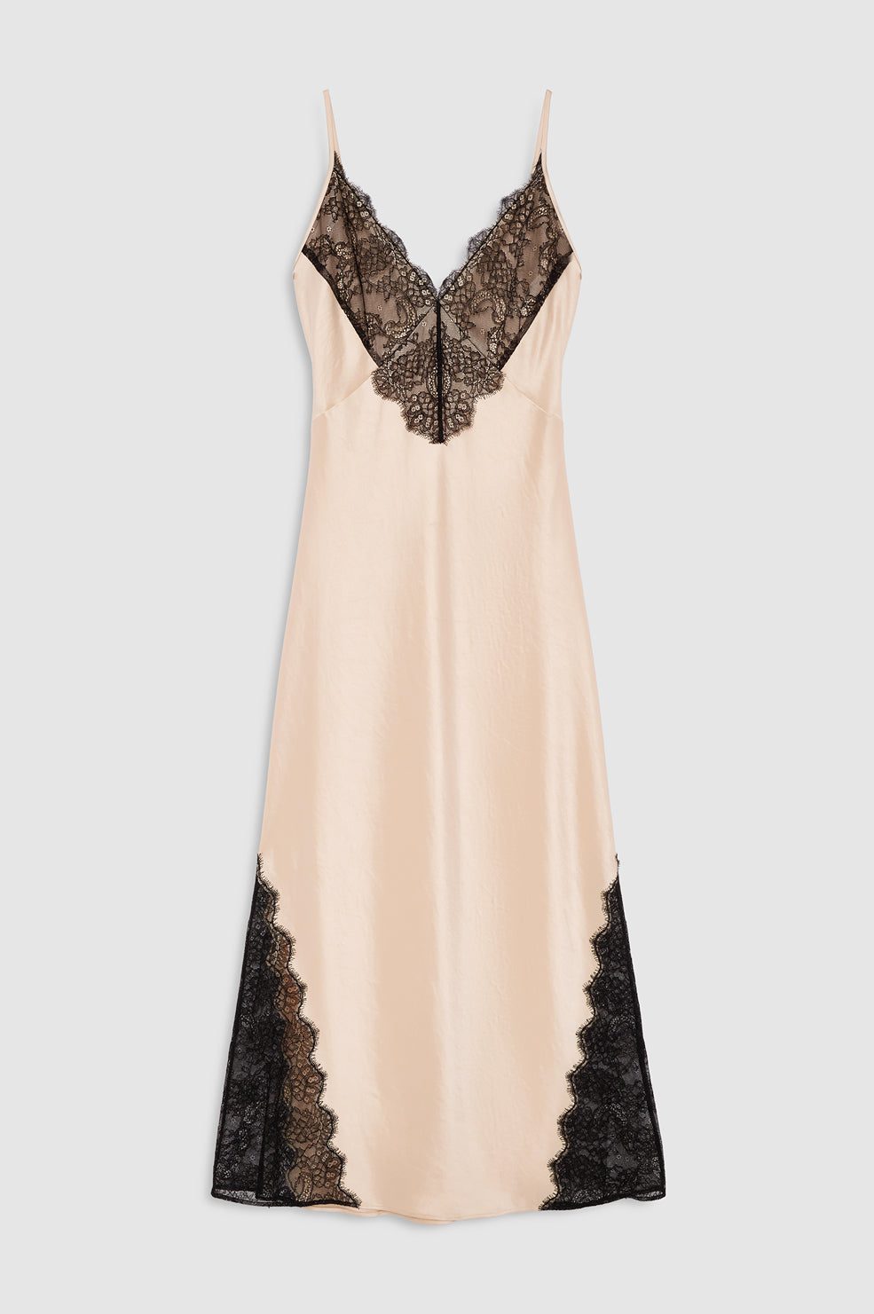 ANINE BING Judy Dress - Golden Beige And Black Lace - front view