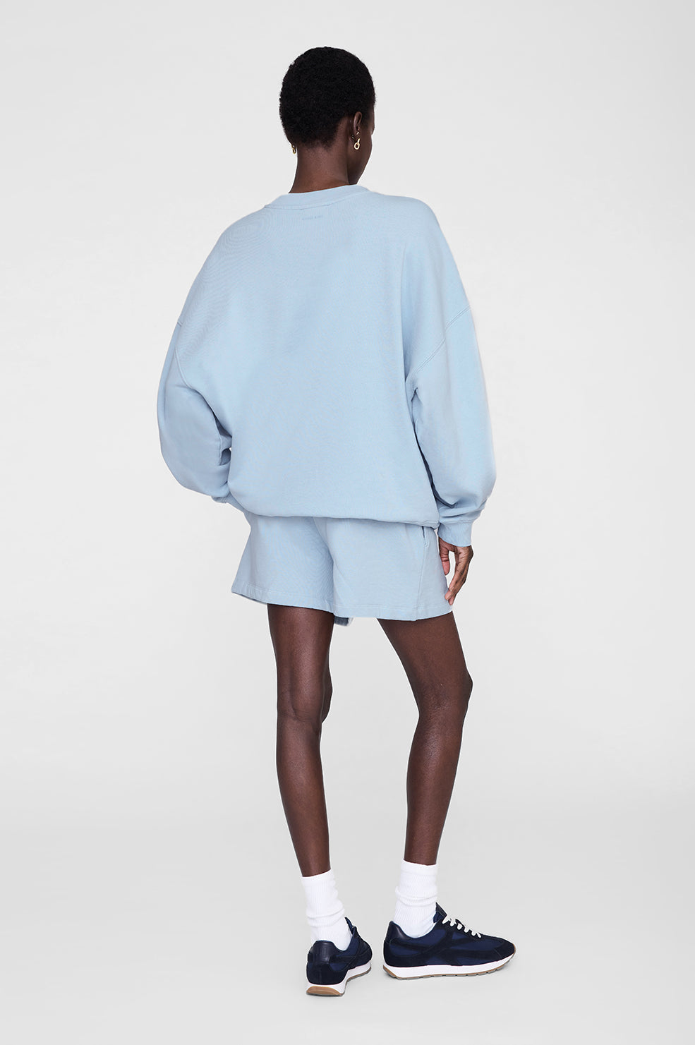 ANINE BING Kam Short Framed Monogram - Pale Blue - on model back