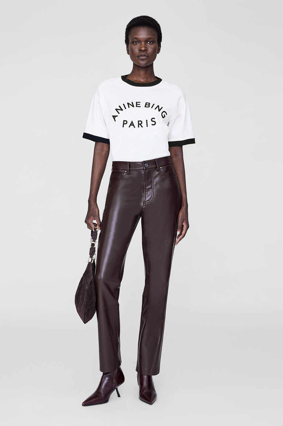 ANINE BING Kate Hobo Bag - Black - On Model Front View