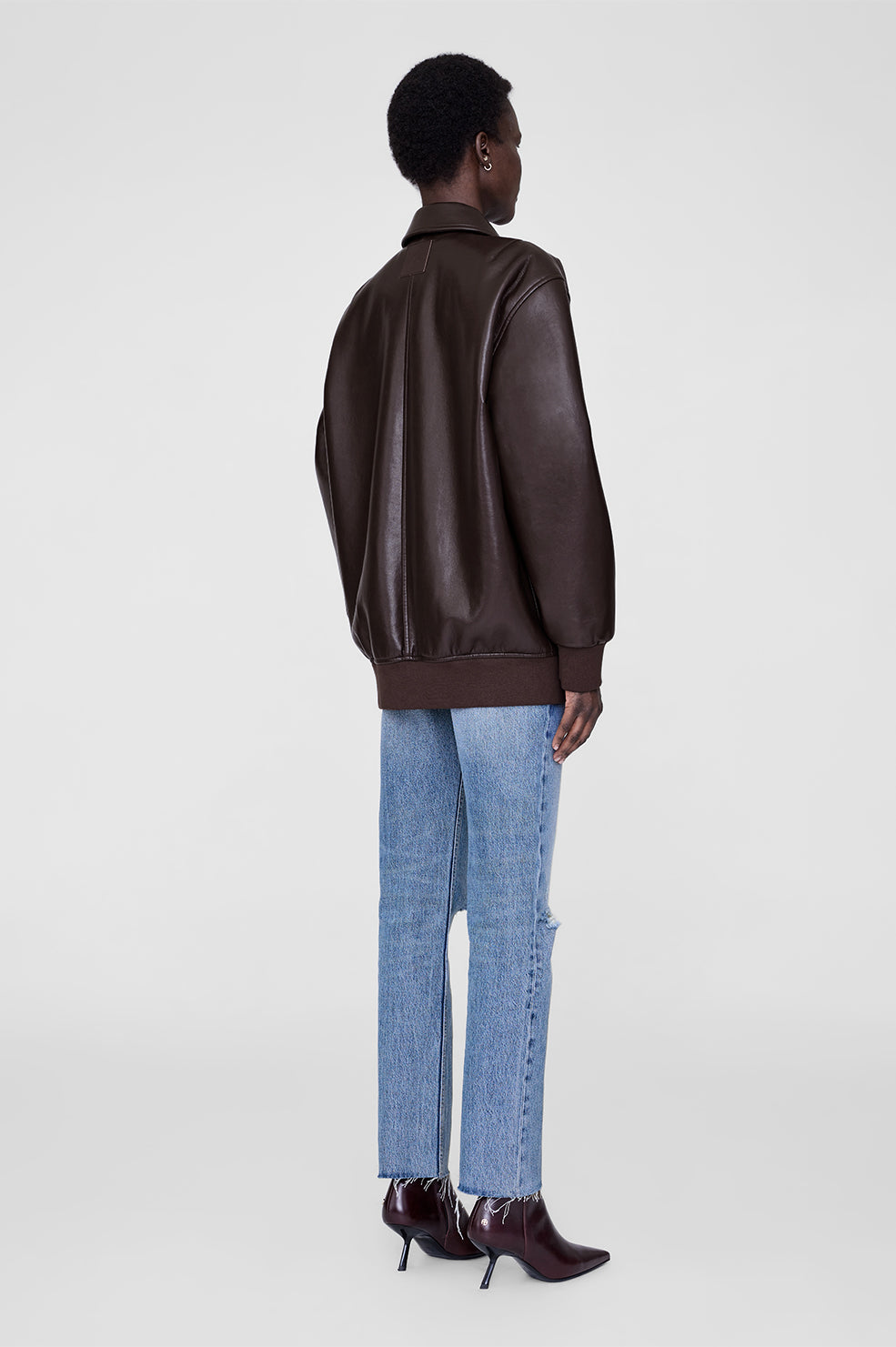 ANINE BING Kelanie Jacket - Deep Brown Recycled Leather thumbnail