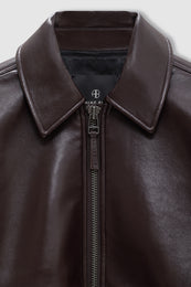 ANINE BING Kelanie Jacket - Deep Brown Recycled Leather - Front View