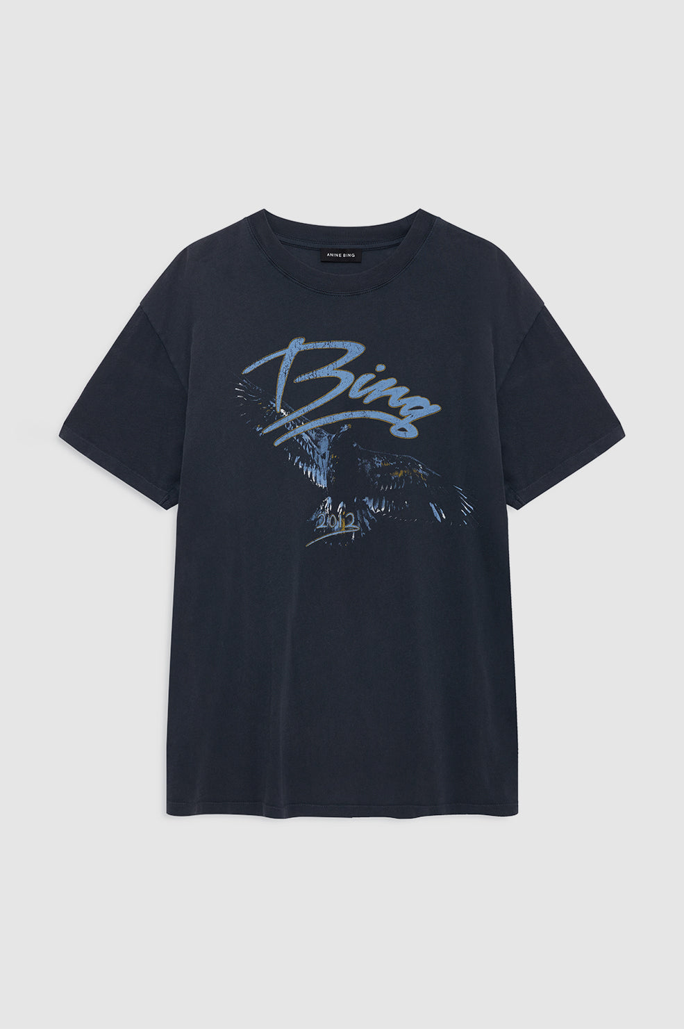 ANINE BING Kent Tee Eagle - Washed Black - front view