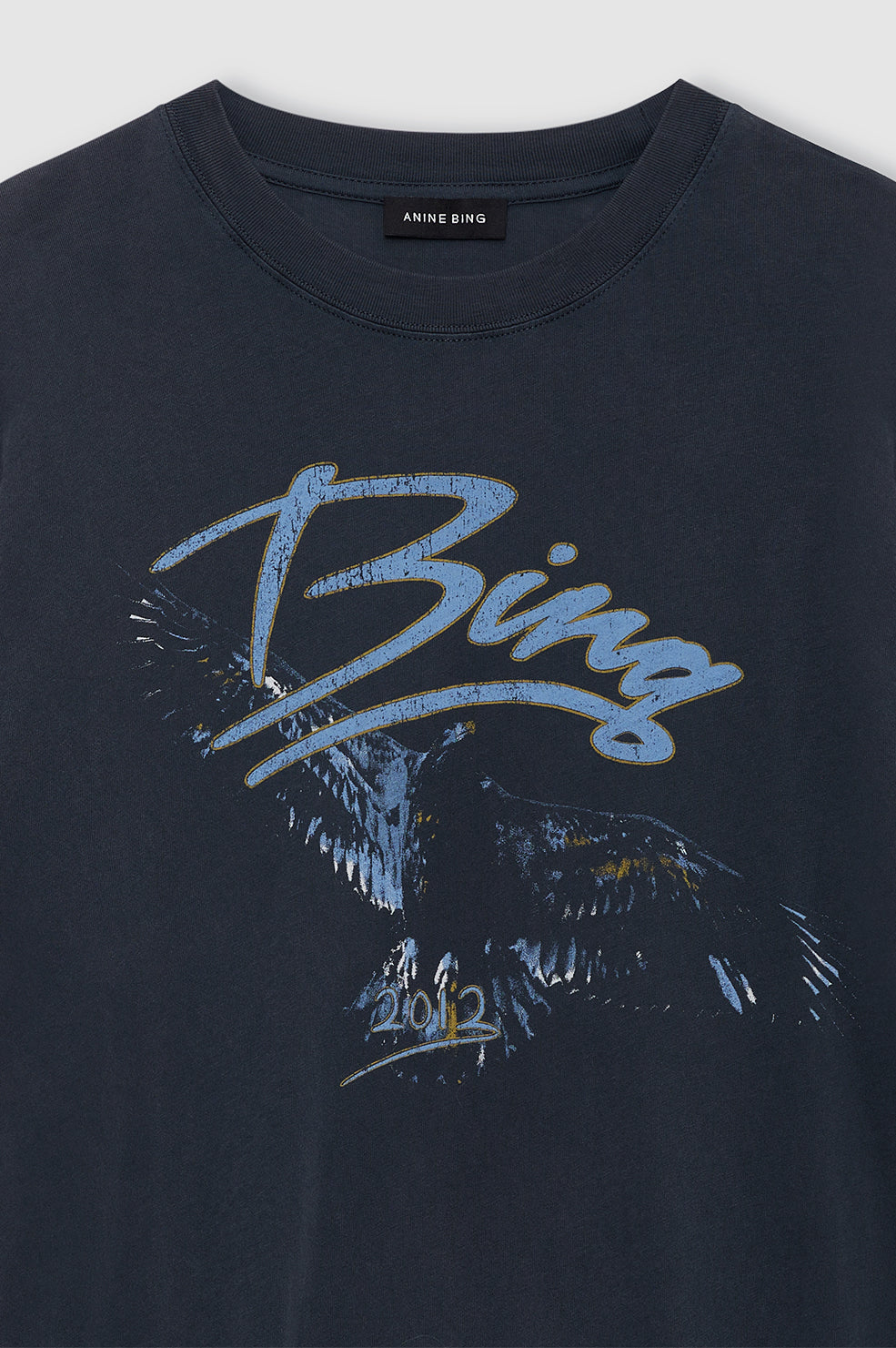 ANINE BING Kent Tee Eagle - Washed Black - detail view