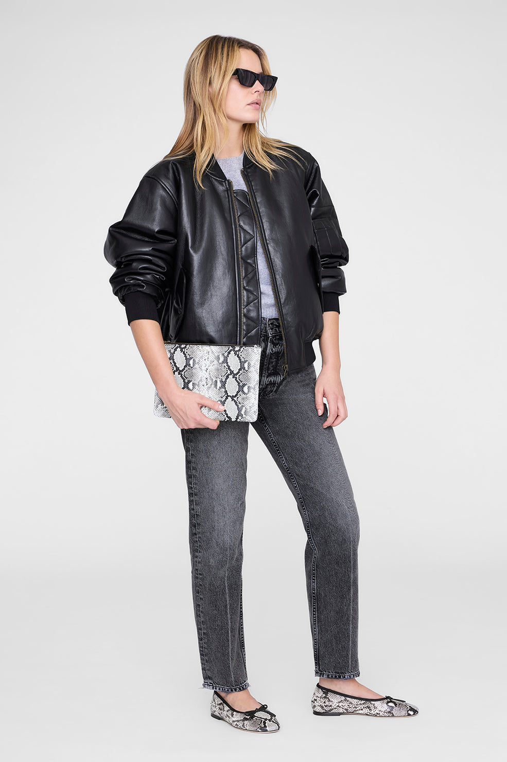 ANINE BING Large Elly Pouch - Python - on model front