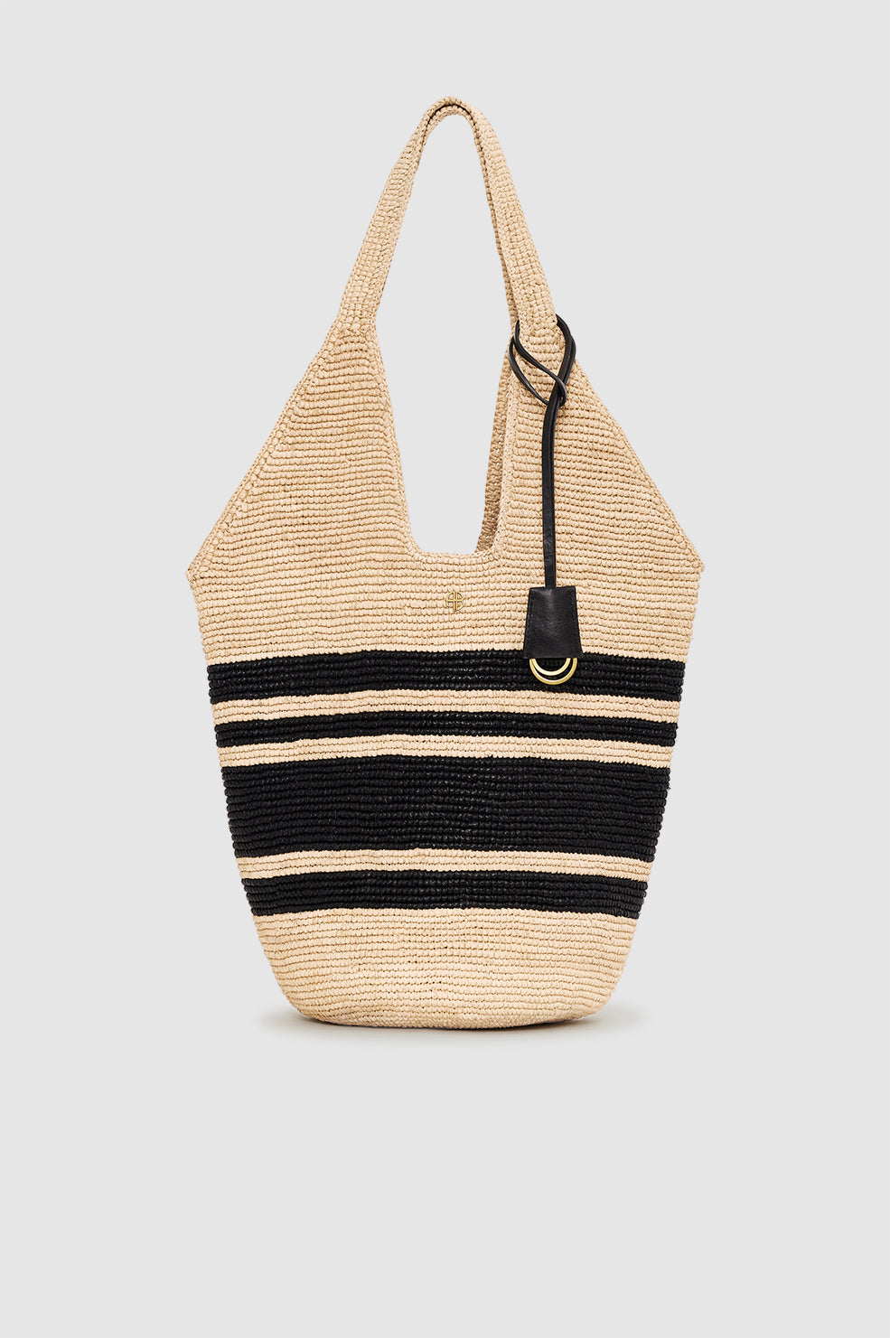 Leah Stripes Hobo Raphia - Black And Natural Stripe