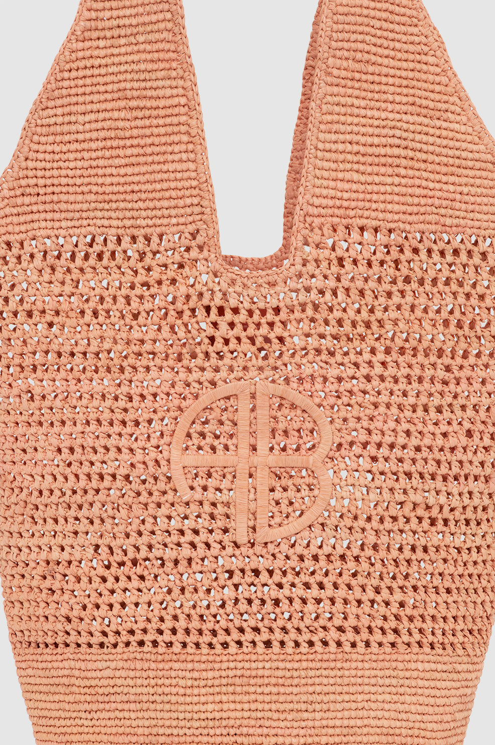 ANINE BING Leah Logo Hobo Raphia - Blush - detail view