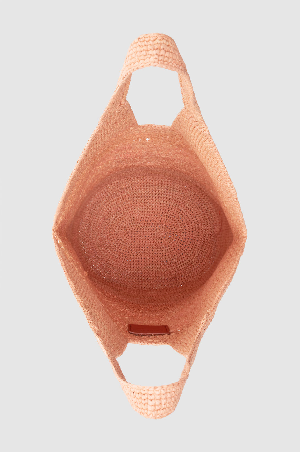 ANINE BING Leah Logo Hobo Raphia - Blush - inside view