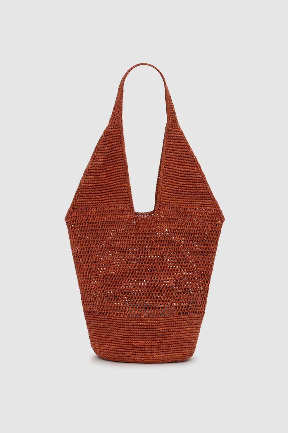 ANINE BING Leah Logo Hobo Raphia - Red Terracotta - back view