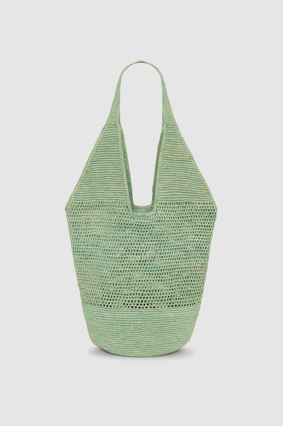 ANINE BING Leah Logo Hobo Raphia - Sea Foam Green - back view